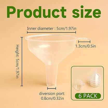 Small Funnels 6 Pack Mini Clear Funnel Easily Transfer Liquids Granules Powders - Image 2
