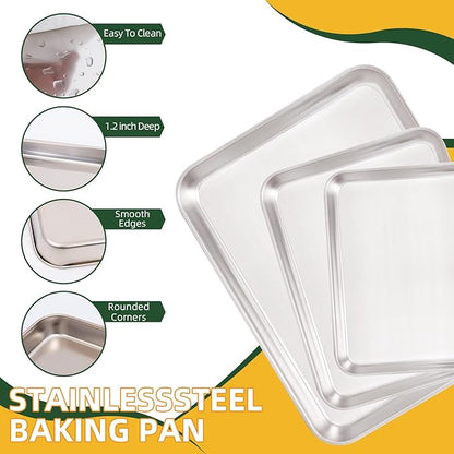 4-Piece Baking Sheet Set with Cooling Rack, Stainless Steel Cookie Sheets & - Image 2