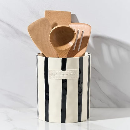 JIEMEI HOME Kitchen Utensil Holder, 7.2" Ceramic Stable Utensil Crock by JHJIEMEIHOME
