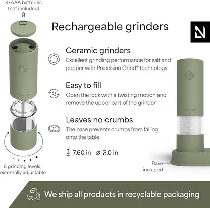 LARS NYSØM Electric Salt and Pepper Grinder Set I Automatic Salt and Pepper - Image 4