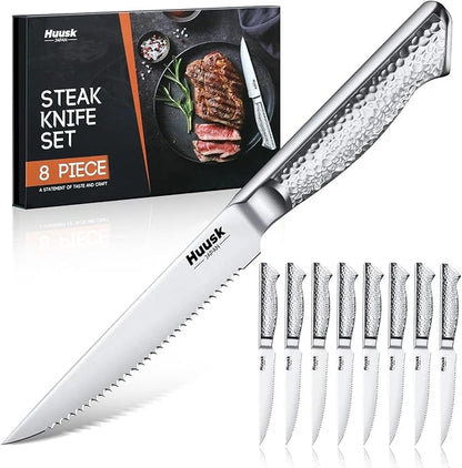 Huusk Japanese Steak Knives Set of 8-4.5" Serrated Steak Knife Set Dishwasher by HuuskKnife