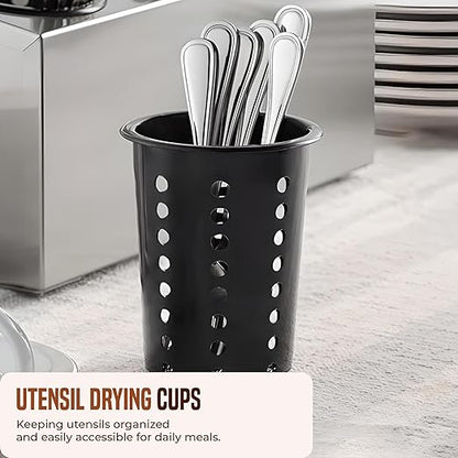 OCS Parts Perforated Utensil Drying Cups | Black | Set of 3 | Plastic Flatware - Image 3