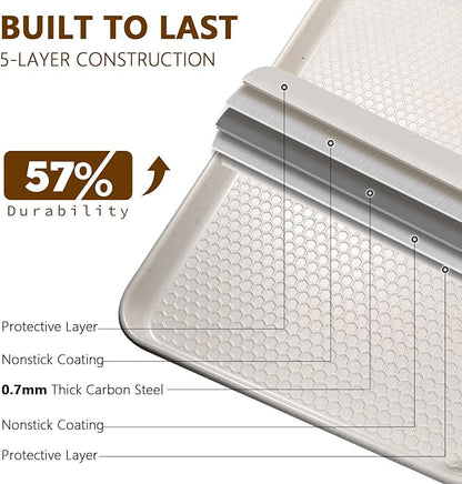 Wildone 2 Pack Half Sheet Baking Pans, Honeycomb Embossed Nonstick Baking Sheet - Image 3