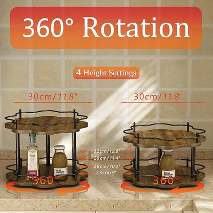 2 Tier Lazy Susan Organizer, 2-Tier Spinning Spice Rack - Image 2
