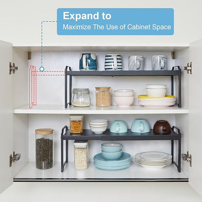 1 Pack Expandable Cabinet Countertop Shelves, Stackable Shelves Organizers - Image 5