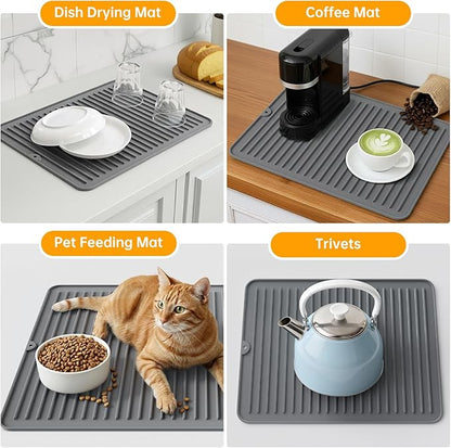 Songrey 28" x 18" Silicone Dish Drying Mat, Kitchen Counter Drying Pad - Image 6