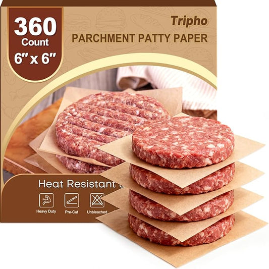 360 Count 6"x 6" Heavy Duty Patty Paper Sheets by PremiumCookingPicks