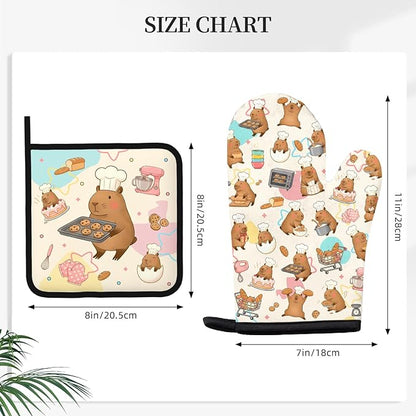 Capybara Gifts for Women, Funny Capybara Oven Mitt & Pot Holder Set, Heat - Image 2