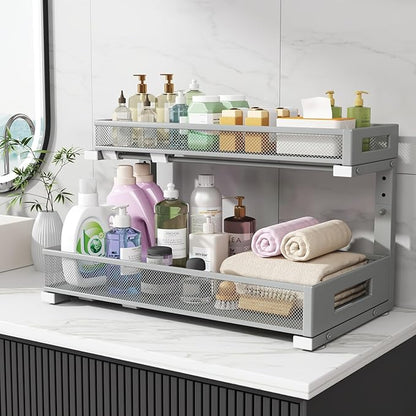 2 Pack 19IN Depth Under Sink Storage Organizer, Large 2-Tier Elegant Mesh Pull - Image 7