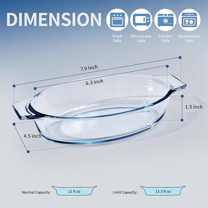 Mini Casserole Dish Oval 2 Pack, 13oz Glass Baking Dish, Banana Split Bowls - Image 3