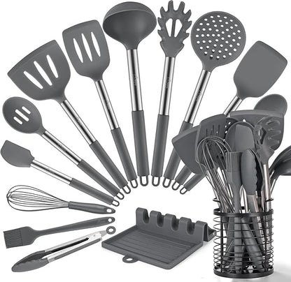HOTEC 446°F Heat Resistant Silicone Kitchen Utensils, Cooking Utensil Set by Hotec