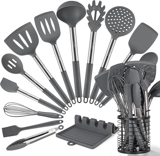 HOTEC 446°F Heat Resistant Silicone Kitchen Utensils, Cooking Utensil Set by Hotec