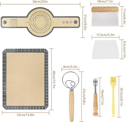 Bread Making Tools Set of 7, Including Silicone Pastry Mat, Round Baking Mat - Image 5
