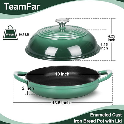 TeamFar Cast Iron Bread Dutch Oven, 6 Qt Enameled Dutch Oven Pot - Image 2