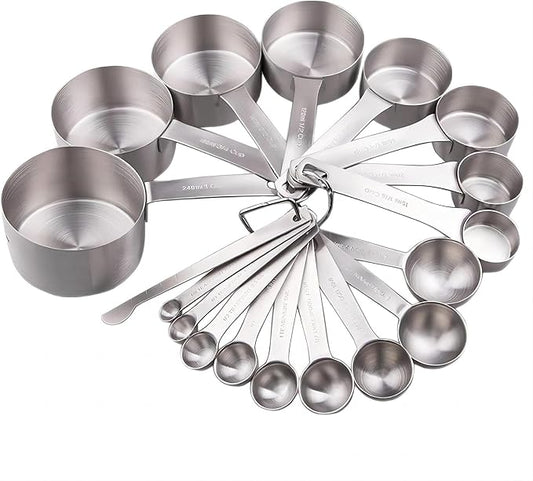 Measuring Cups and Spoons Set, 18/8 Stainless Steel Measuring Cups and Spoons by Smithcraft