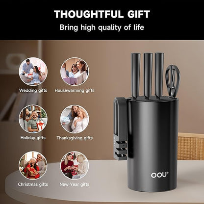 OOU Knife Set with Block and Sharpener, Dishwasher Safe Knife Set - Image 8