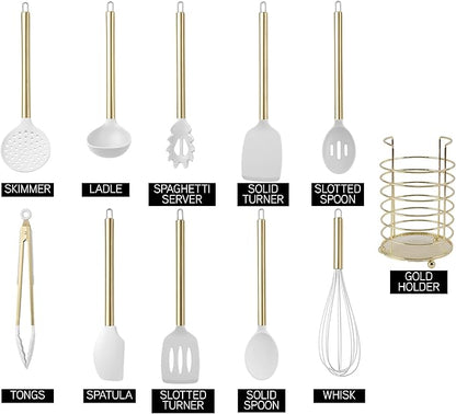 COOK WITH COLOR Silicone Cooking Utensils, Kitchen Utensil Set, Cooking Utensils - Image 2