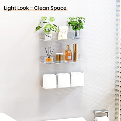 upsimples 4 Pack 15x6 Inches Acrylic Bathroom Shelves - Image 2