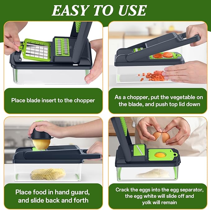 HomeHacks Vegetable Chopper Vegetable Cutter, 12 in 1 Kitchen Gadget, Onion - Image 6