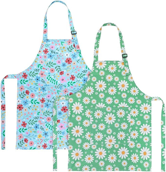 2 Pack Kids Apron, Cute Cooking Aprons, Waterproof Art Apron by XLSXEXCL