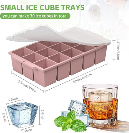 Silicone Ice Cube Tray with Locks Lids, Easy Release Flexible 15 Square Ice - Image 2