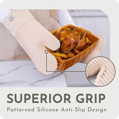 Extra Long Silicone Oven Mitts and Pot Holders Sets | Heat Resistant 500°F - Image 4