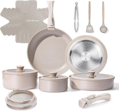 Chef Power Ceramic Nonstick Pots and Pans Set 19 Piece by ChefPower
