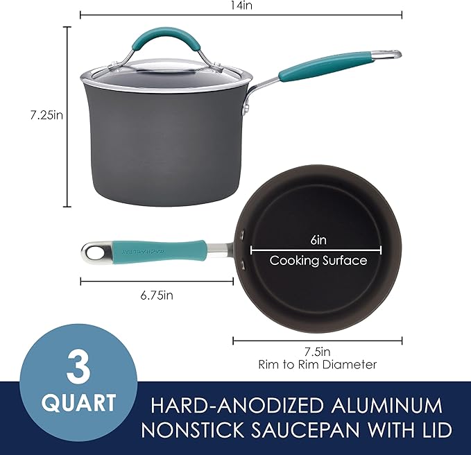 Rachael Ray Cucina Hard Anodized Nonstick Sauce Pan/Saucepan - Image 2
