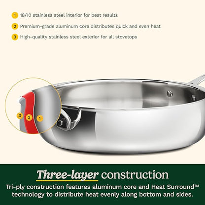 Cuisinart PureClad™ Triple Ply Stainless Steel 5.5 Qt. Saute Pan w/Cover - Image 4
