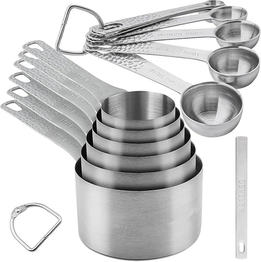 Measuring Cups and Spoons Set 14, Metric & US 18/8 Stainless Steel Measuring by Smithcraft