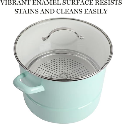 Martha Stewart Thayer 16-Quart Enamel On Steel Scratch Resistant Steamer Stock - Image 3