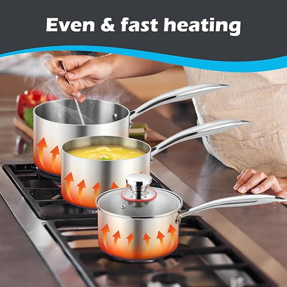E-far 1-Quart Saucepan, Tri-Ply Stainless Steel Sauce Pan - Image 5