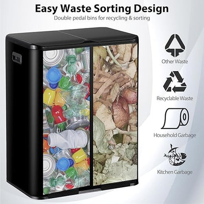 SUPER DEAL Kitchen Trash Can, 16 Gallon 60L Dual Garbage and Recycling Can - Image 5