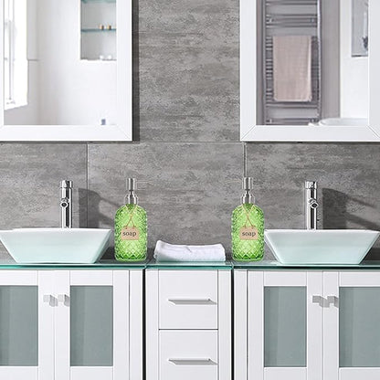 16 oz Diamond Pattern Glass Soap Dispenser, Kitchen and Bathroom Refillable - Image 6