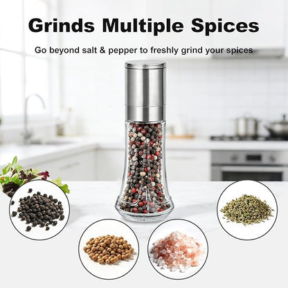 Aelga Pepper Grinder with Silicone Funnel - 4oz Glass Manual Mills with - Image 6