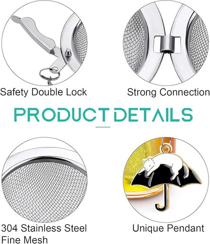 2Pack Tea Infuser with Cute Cat Charm, Premium Stainless Steel Loose Leaf Tea - Image 4