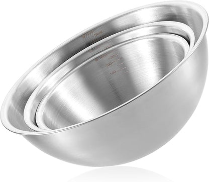 Stainless Steel Mixing Bowls 3 Packs Nesting Baking Supplies Small Thicker by Unknown