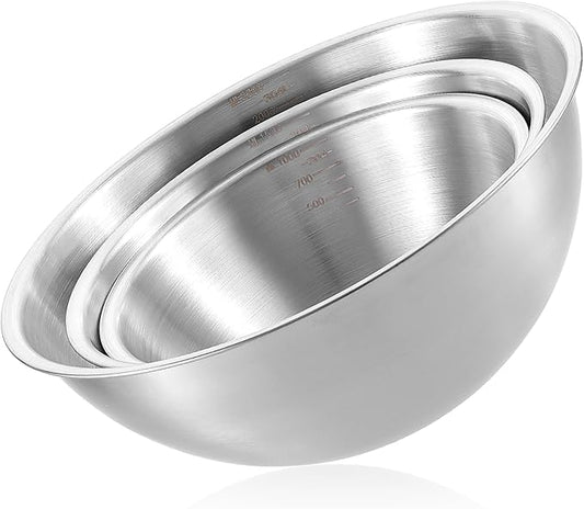 Stainless Steel Mixing Bowls 3 Packs Nesting Baking Supplies Small Thicker by Unknown