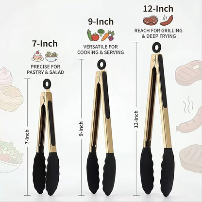 Professional Gold Kitchen Tongs - Image 8
