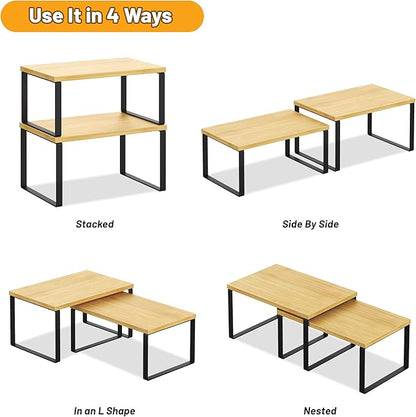 Kitchen Cabinet Organizer Shelf Set of 4, Sturdy Kitchen Counter Shelves - Image 7