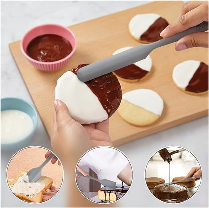 HOTEC 600℉ Heat Resistant BPA-Free Silicone Rubber Spatula Set, Kitchen Cooking - Image 4