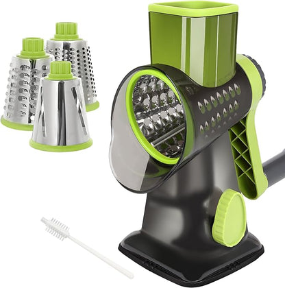 Quick Rotating Cheese Grater, Manual 3-in-1 Vegetable Chopper by EDEFISY