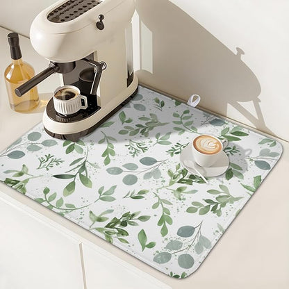 Spring Summer Sage Green Leaves Dish Drying Mat 18 x 24 Inch Spring Eucalyptus - Image 7