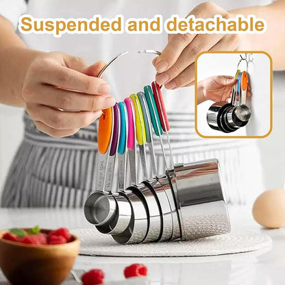 Stainless steel measuring cup set, consisting of 8 cups, suitable - Image 3