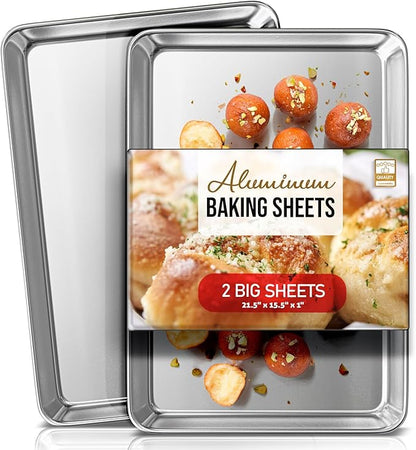 Eatex Aluminum Baking Sheet Set, 2 Pack Cookie Sheet Set, 21” x 15” Large by Eatex