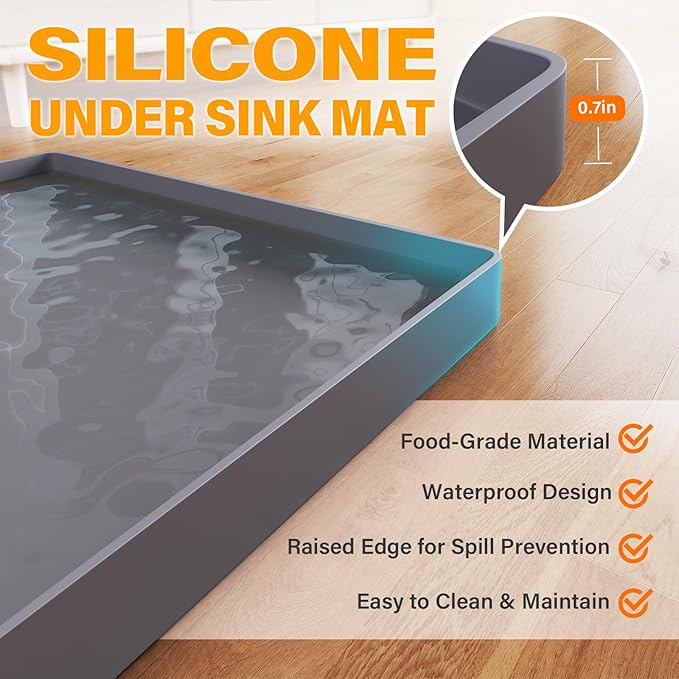 FLATO Waterproof Under Sink Mat 40" x 22" Shelf Liner - Image 2
