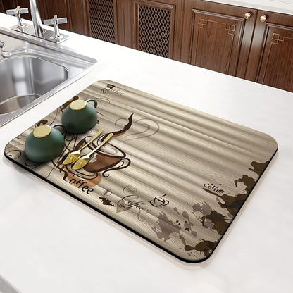 Fun Coffee Mat, Absorbent Hide Stain Anti-Slip Coffee Bar Accessories, Dish - Image 4