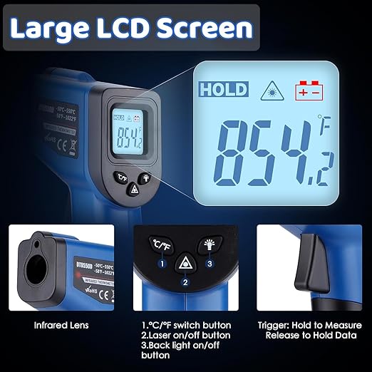 Infrared Thermometer Gun for Cooking, Digital Laser Temperature Thermometer - Image 2
