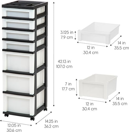IRIS USA Plastic Drawer Storage Organizer Rolling Cart, - Image 3