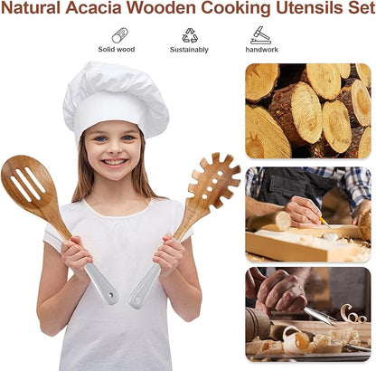 Wooden Spoons For Cooking, 6 Pieces Natural Acacia Wooden Cooking Utensils or - Image 8
